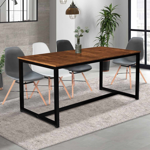 Table à Manger Extensible Rectangle Dayton 6-10 Personnes Design Industriel 160-200 Cm