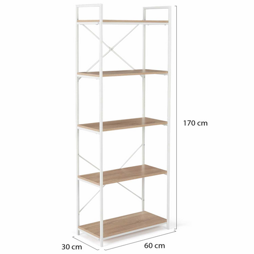 Etagère 5 Niveaux Detroit Design Industriel Bois Et Métal Blanc 170 Cm