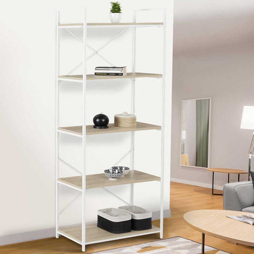 Etagère 5 Niveaux Detroit Design Industriel Bois Et Métal Blanc 170 Cm