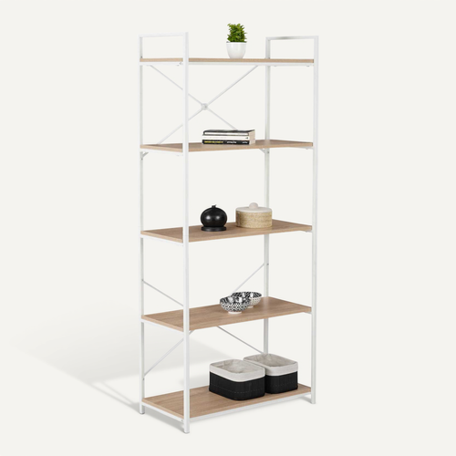 Etagère 5 Niveaux Detroit Design Industriel Bois Et Métal Blanc 170 Cm