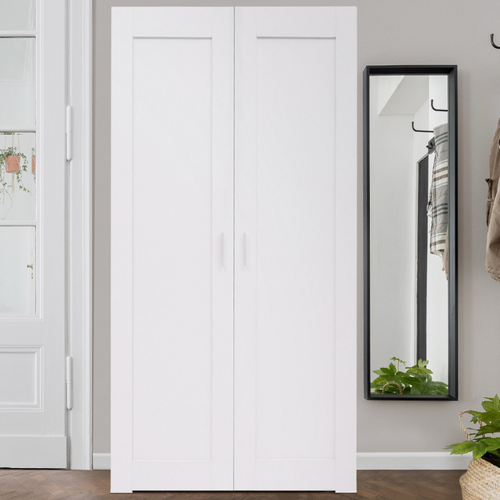 Armoire 2 Portes Vito Blanc Penderie 80 Cm Avec Étagères Rangement Maxi Capacité