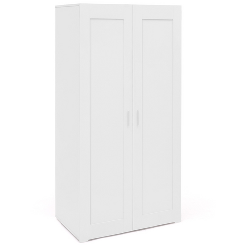 Armoire 2 Portes Vito Blanc Penderie 80 Cm Avec Étagères Rangement Maxi Capacité