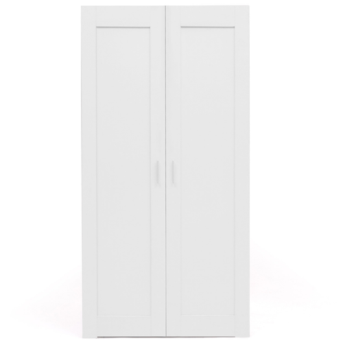Armoire 2 Portes Vito Blanc Penderie 80 Cm Avec Étagères Rangement Maxi Capacité