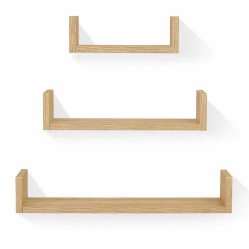 Lot De 3 étagères Murales Façon Hêtre 60/45/30 Cm