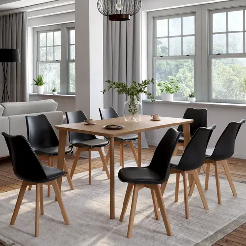 Lot De 8 Chaises Scandinaves Sara Noires Pour Salle à Manger