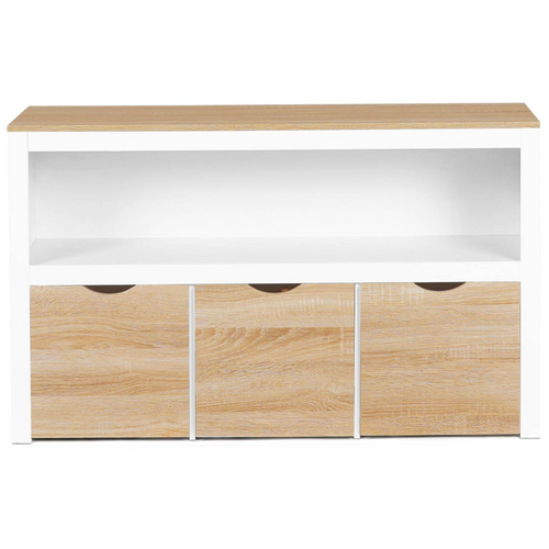Meuble De Rangement Enfant Mana En Bois Blanc Et Hêtre 3 Tiroirs Cubes Sur Roulettes