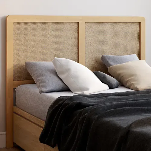 Tête De Lit Sur Pied Edhen 140 Cm Cannage Et Bois