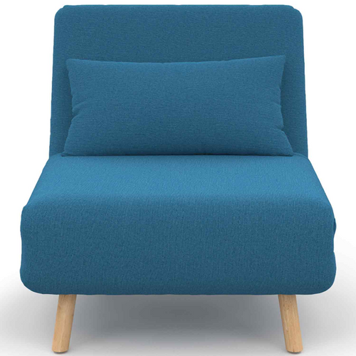 Fauteuil Convertible Romeo Lit D'appoint 1 Place 80x190 Cm Tissu Bleu Canard