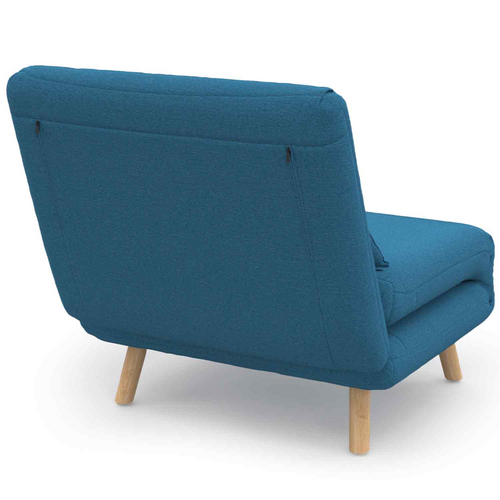 Fauteuil Convertible Romeo Lit D'appoint 1 Place 80x190 Cm Tissu Bleu Canard