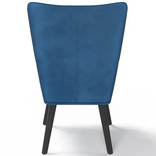 Fauteuil Scandinave Ania Avec Repose Pieds Velours Bleu