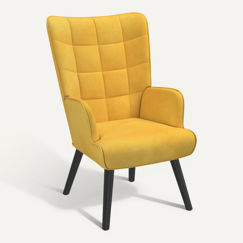 Fauteuil Scandinave Ania Velours Jaune