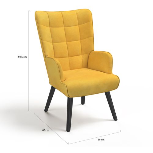 Fauteuil Scandinave Ania Velours Jaune