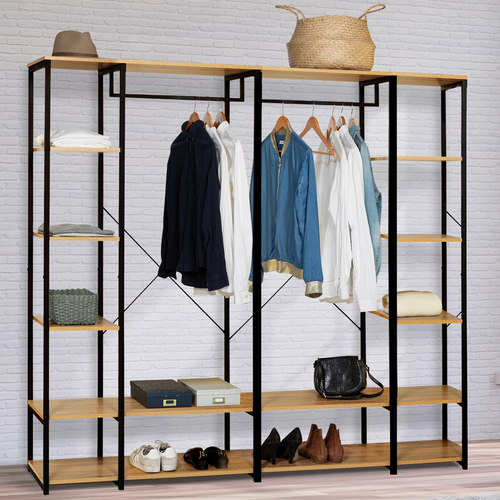 Dressing Modulable Double Penderie Étagère L. 180 Cm Detroit Design Industriel