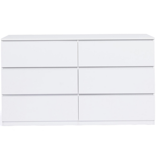 Commode 6 Tiroirs Tomi XXL 140 Cm Bois Blanc