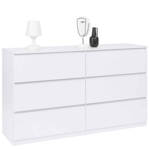 Commode 6 Tiroirs Tomi XXL 140 Cm Bois Blanc