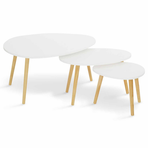 Lot De 3 Tables Basses Gigognes Gaia Laquées Blanc Scandinave