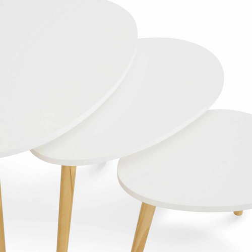 Lot De 3 Tables Basses Gigognes Gaia Laquées Blanc Scandinave