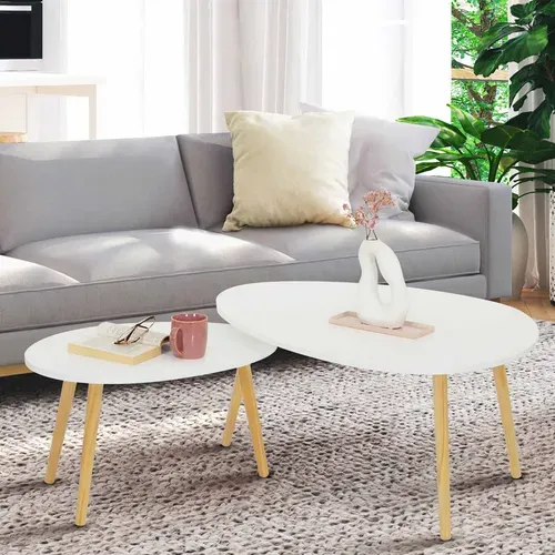 Lot De 2 Tables Basses Gigognes Gaia Laquées Blanc Scandinave