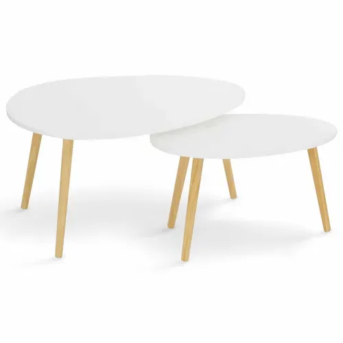 Lot De 2 Tables Basses Gigognes Gaia Laquées Blanc Scandinave