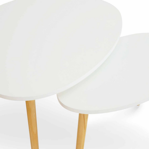 Lot De 2 Tables Basses Gigognes Gaia Laquées Blanc Scandinave