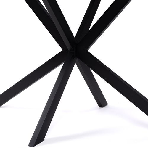 Table à Manger Rectangle Alix 8 Personnes Pied Araignée Noir Et Plateau Effet Marbre Blanc Alaska 16