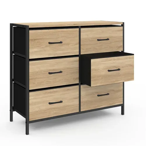 Commode 6 Tiroirs En Tissu Utah 80 Cm Meuble De Rangement Design Industriel