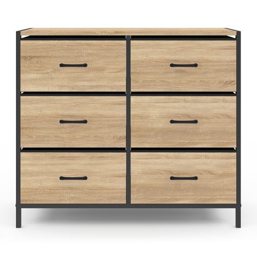 Commode 6 Tiroirs En Tissu Utah 80 Cm Meuble De Rangement Design Industriel