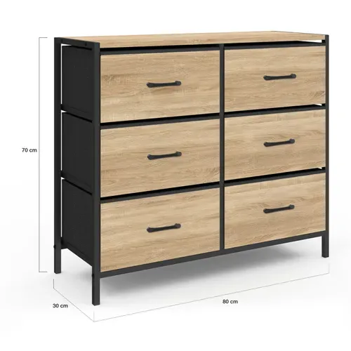 Commode 6 Tiroirs En Tissu Utah 80 Cm Meuble De Rangement Design Industriel