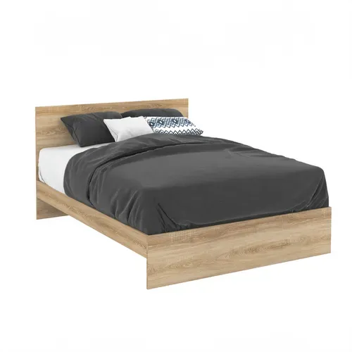 Lit Double Omaha Avec Tête De Lit Et Sommier 140 X 190 Cm Façon Hêtre