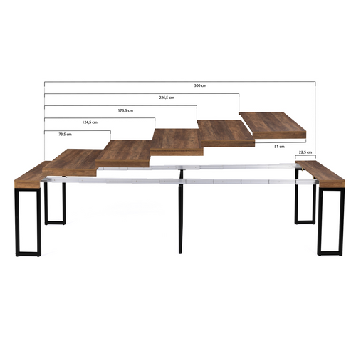 Table Console Extensible Toronto 14 Personnes 300 Cm Bois Foncé Design Industriel
