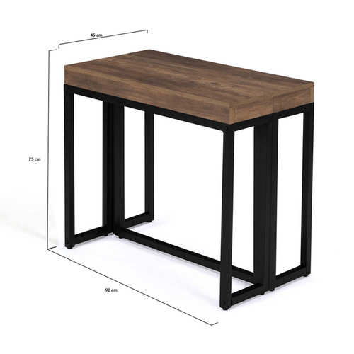 Table Console Extensible Toronto 14 Personnes 300 Cm Bois Foncé Design Industriel