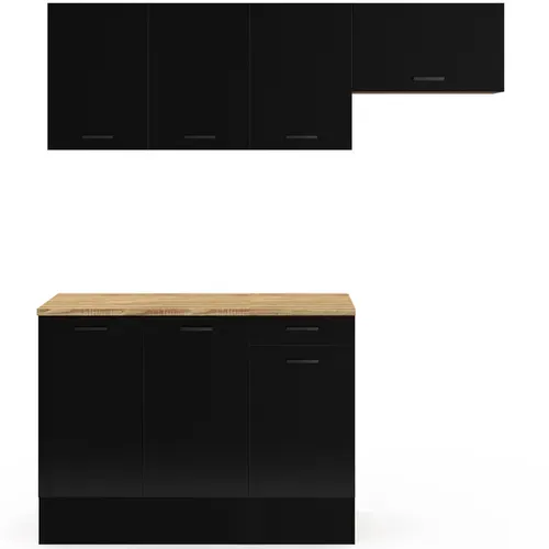 Cuisine Complète 180 Cm Subtil Avec Plan De Travail 5 éléments Bois Et Noir