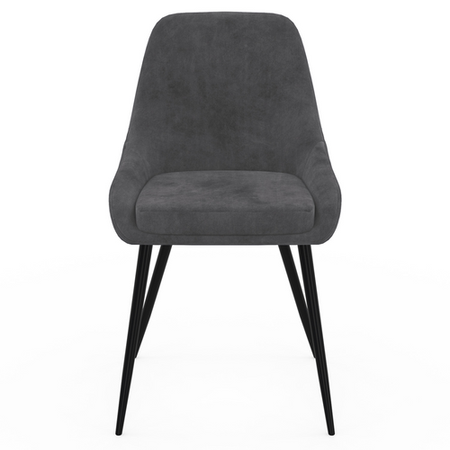 Lot De 4 Chaises Thalya En Velours Gris Foncé Avec Accoudoirs