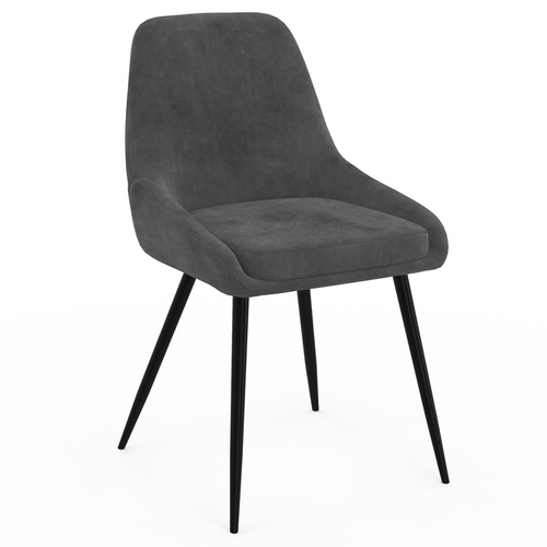 Lot De 4 Chaises Thalya En Velours Gris Foncé Avec Accoudoirs