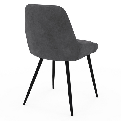 Lot De 4 Chaises Thalya En Velours Gris Foncé Avec Accoudoirs