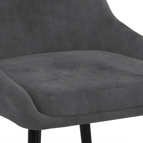 Lot De 4 Chaises Thalya En Velours Gris Foncé Avec Accoudoirs