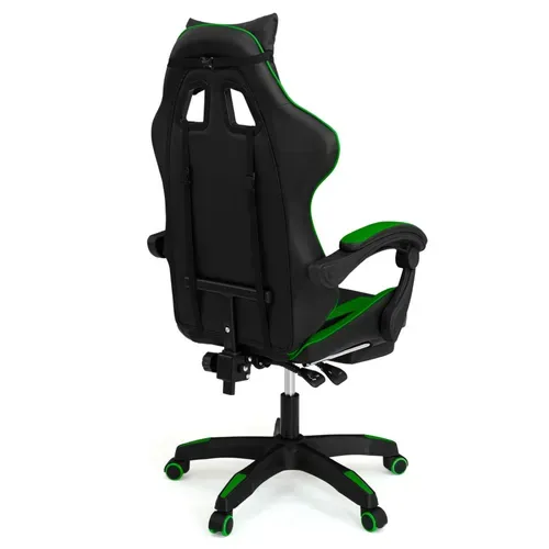Fauteuil De Gaming Alex Réglable Avec Repose-pied, Coussin De Tête Et Coussin Lombaire Noir Et Vert