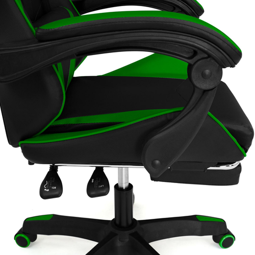 Fauteuil De Gaming Alex Réglable Avec Repose-pied, Coussin De Tête Et Coussin Lombaire Noir Et Vert