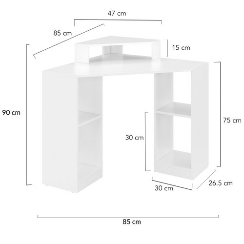 Bureau D'angle Harry Blanc Avec Rangements