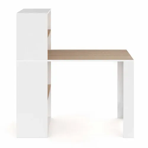 Bureau Bibliothèque Ben Avec étagères Blanc Et Façon Hêtre