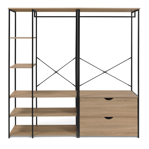 Dressing Modulable Double Penderie Étagères Et 2 Tiroirs Detroit Design Industriel