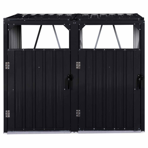 Cache Poubelle Double En Acier Gris Anthracite