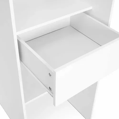 Dressing Extensible Blanc Gris Marty 120/170x50x180cm Avec Rideau + Double Penderie + Étagères