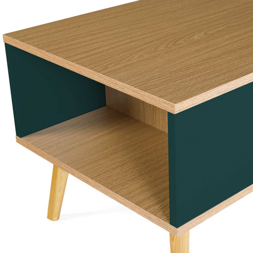Table Basse Scandinave Rectangulaire Alize Bois, Vert Clair Et Vert Foncé