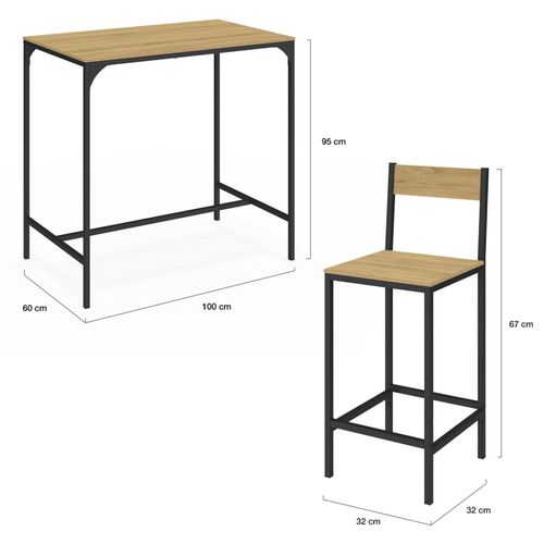 Ensemble Table Haute De Bar Detroit 100 Cm Et 4 Chaises De Bar Design Industriel