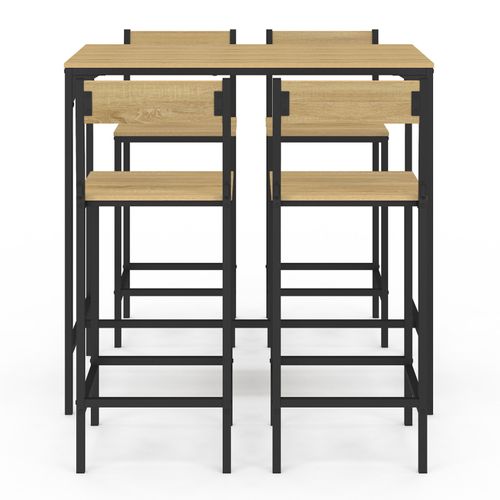 Ensemble Table Haute De Bar Detroit 100 Cm Et 4 Chaises De Bar Design Industriel