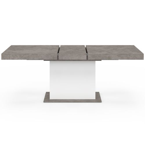 Table à Manger Extensible Rectangle Eden 6-10 Personnes Béton Et Blanc 160-200 Cm