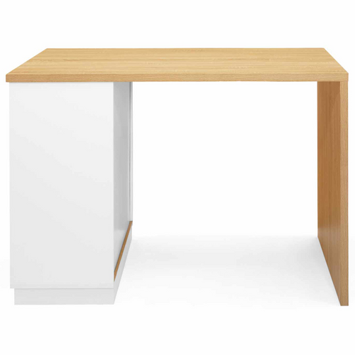 Ilot Central Mange Debout 4 Personnes Vito 130 Cm Blanc Et Plateau Bois