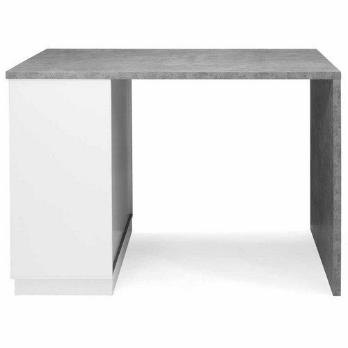 Ilot Central Mange Debout 4 Personnes Vito 130 Cm Blanc Et Plateau Effet Béton