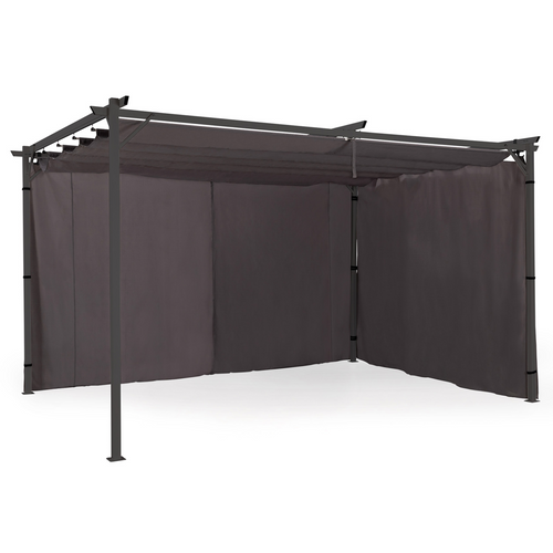 Lot De 2 Rideaux Pour Pergola 3 Et 4 M Gris Panneaux Muraux Avec Fermeture éclair